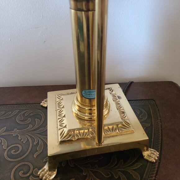 Vintage Paris To Istanbul Orient Express Brass Clawfoot Adjustable Table Lamp - Picture 5 of 9